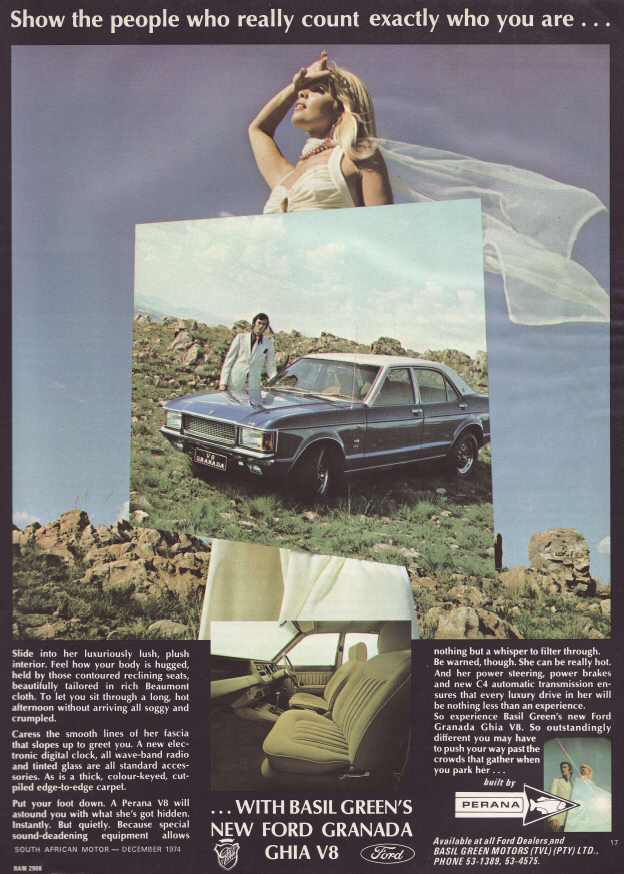 1974-12 SA Motor - Basil Green Motors Advert - Granada Ghia Perana
